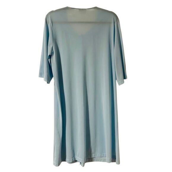 Vassarette L vintage classic silky nylon covered button robe light blue - Picture 3 of 6